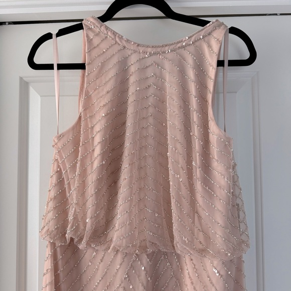 Adrianna Papell Art Deco Beaded Blouson Dress with Halter - Picture 7 of 11